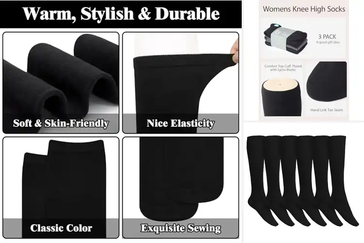 Detailed view of Best Black Knee High Socks: Comfort, Style & Durability