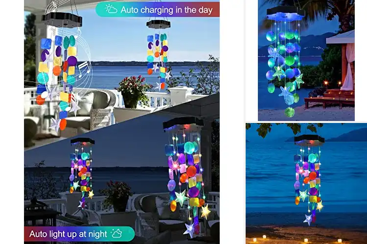 Detailed view of Best Solar Shell Wind Chimes for Patio